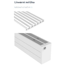 Konvektor Isan Exact K33, 70 x 1300 mm, 1043 W, připojení AD, na zem, s lineární mřížkou, bílá