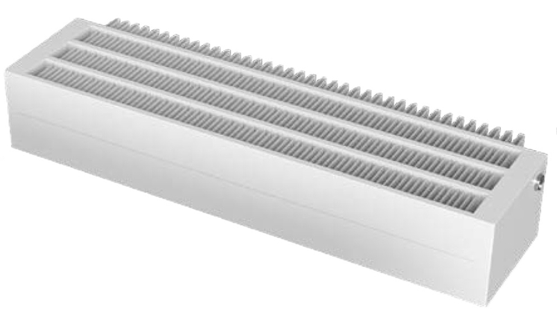 Konvektor Isan Exact K44, 280 x 1100 mm, 2910 W, připojení AD, na zem, s lineární mřížkou, bílá