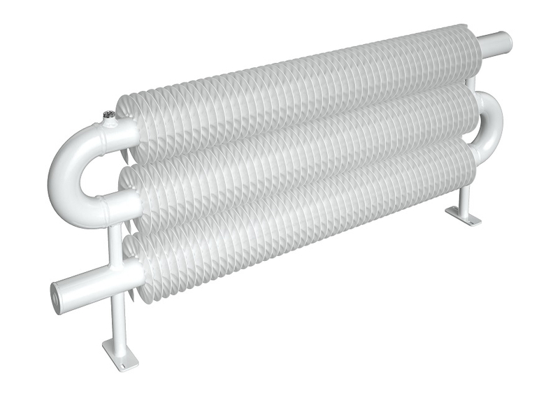 Radiátor žebrový Isan Spiral RAO3 57 x 137 x 2700 mm, 2749 W, na zeď, bílá