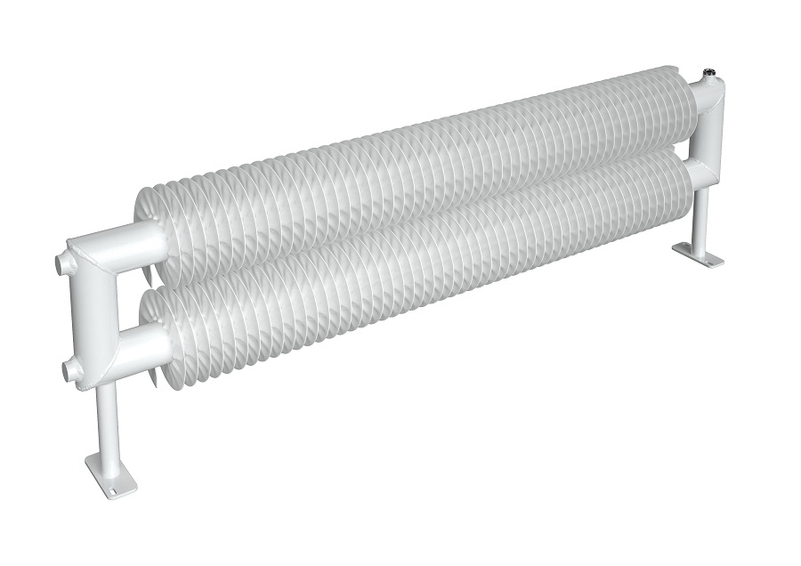 Radiátor žebrový Isan Spiral RAT2 89 x 169 x 4000 mm, 4186 W, na zeď, bílá