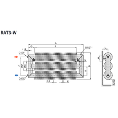 Radiátor žebrový Isan Spiral RAT3 32 x 92 x 3000 mm, 2689 W, na zeď, bílá