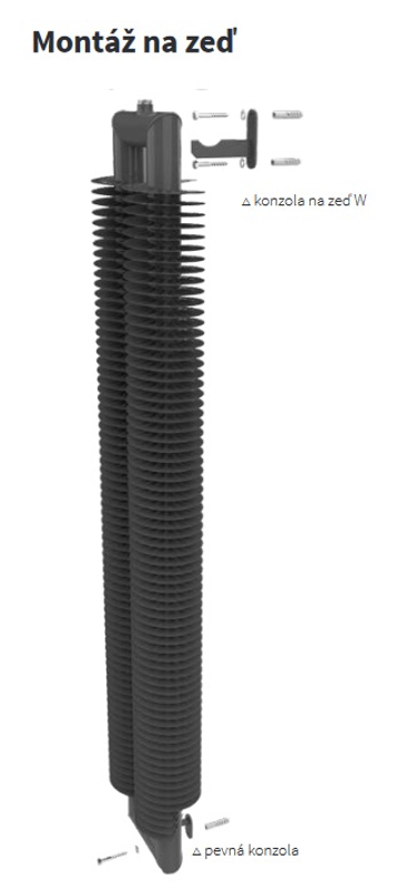Radiátor žebrový Isan Spiral RAT2 89 x 169 x 1900 mm, 1853 W, vertikální, bílá