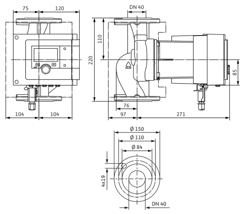 Čerpadlo oběhové mokroběžné Wilo Stratos Maxo 40/0,5-10 PN6/10