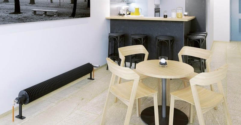 Radiátor žebrový elektrický Isan Spiral RA1, 76 x 156 x 750 mm, 300 W topná tyč s regulátorem Mini PW, na zem, bílá