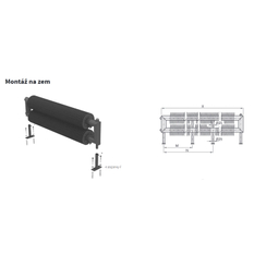 Radiátor žebrový elektrický Isan Spiral RA1, 76 x 156 x 750 mm, 300 W topná tyč s regulátorem Mini PW, na zem, bílá