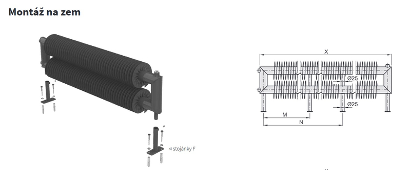 Radiátor žebrový elektrický Isan Spiral RAO2, 76 x 156 x 2000 mm, 1200 W topná tyč s regulátorem Mini PW, na zem, bílá