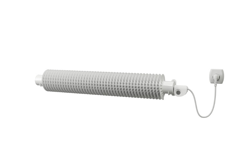 Radiátor žebrový elektrický Isan Spiral RA1, 76 x 156 x 2000 mm, 600 W topná tyč s regulátorem Mini PW, vertikalní na zeď, bílá