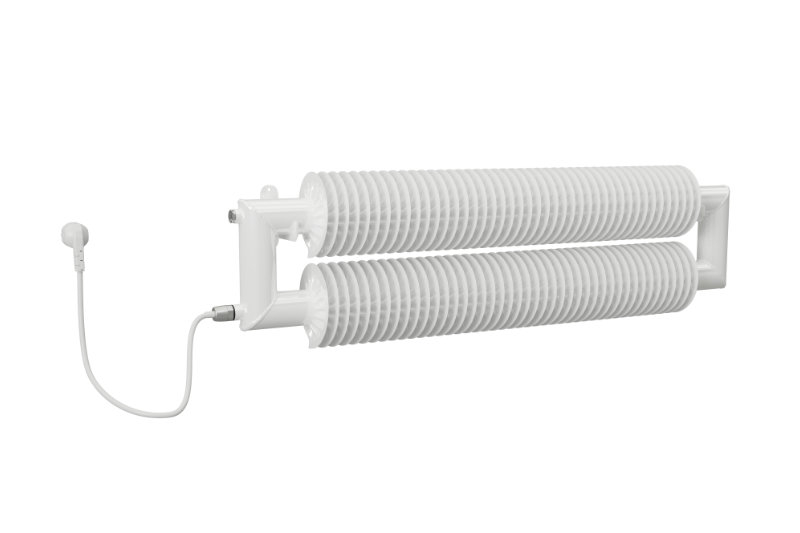 Radiátor žebrový elektrický Isan Spiral RAT2, 57 x 137 x 2000 mm, 800 W topná tyč s regulátorem Mini PW, vertikalní na zeď, bílá