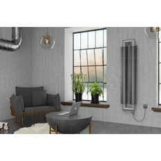 Radiátor žebrový elektrický Isan Spiral RAT2, 76 x 156 x 750 mm, 400 W topná tyč s regulátorem Mini PW, vertikalní na zeď, bílá