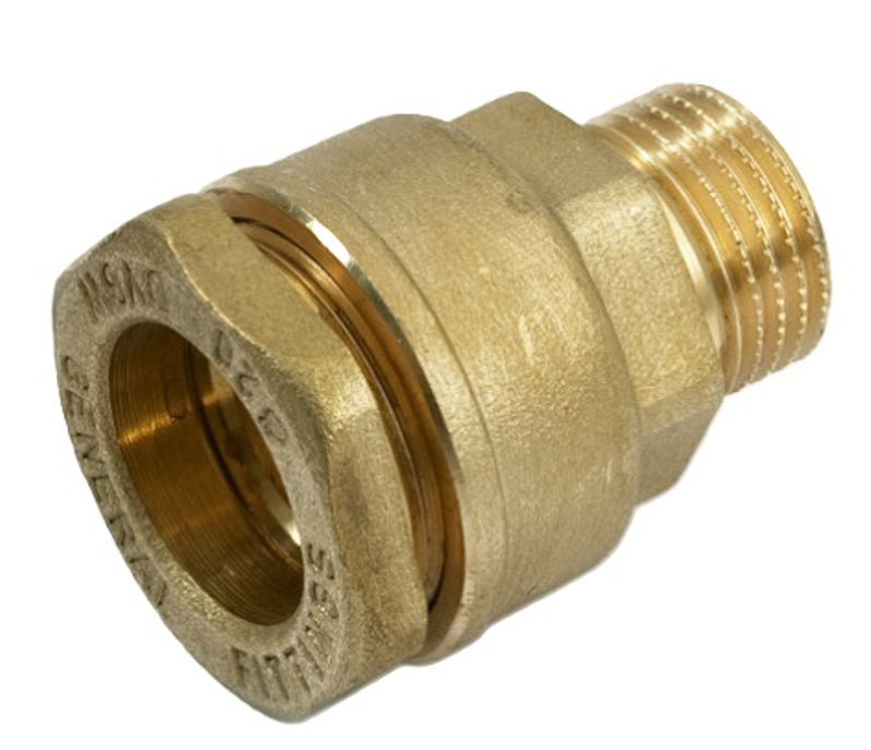 Spojka svěrná - PE trubka General Fittings A 63 x 2˝ vnější závit, mosaz