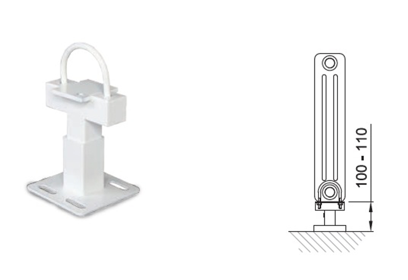 Radiátor článkový Isan Atol C4 750, 44 článků, 4453 W, uchycení na zem, připojení AD, bílá