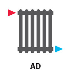 Radiátor článkový Isan Atol C4 750, 44 článků, 4453 W, uchycení na zem, připojení AD, bílá