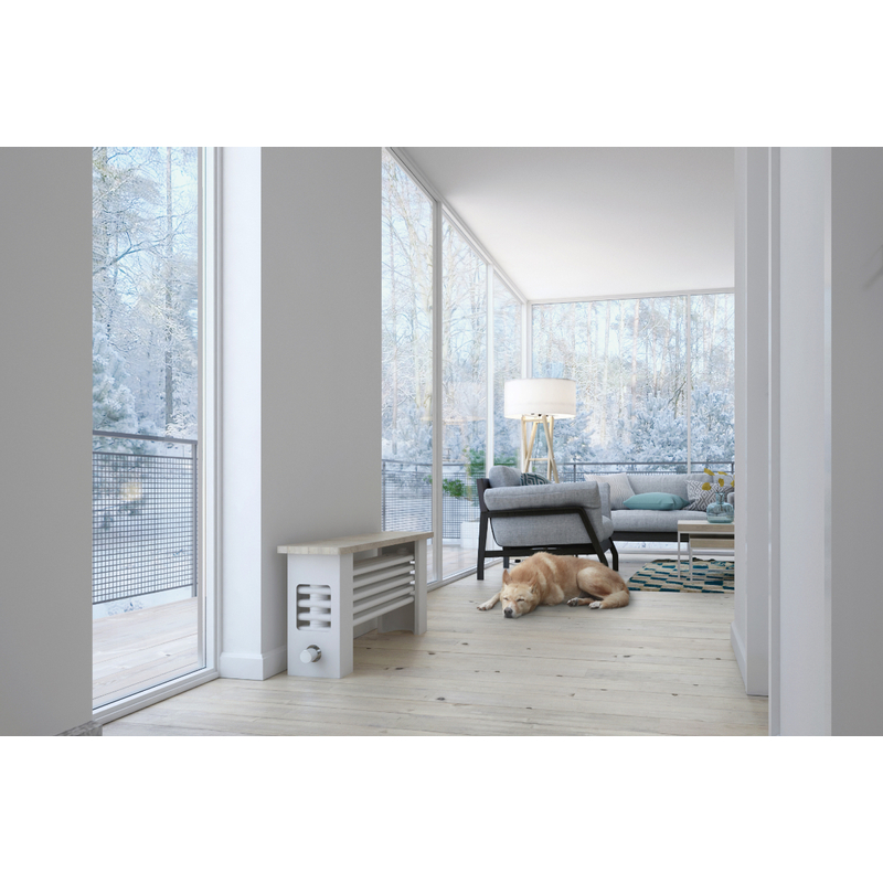 Radiátor Isan Atol Bench L4 lavice, 1300 x 455 x 250 mm, 555 W, deska bříza/bílá