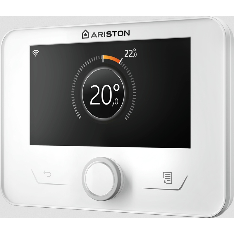 Pokojový regulátor/termostat e-BUS Ariston Sensys HD Net, modulační, barevný displej, CZ komunikace, časový program TOP a TV, vč. komunikační brány Wi-Fi (3319089) pro ovládání telefonem, bílá