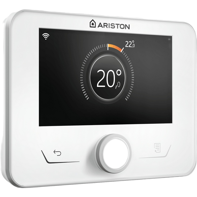 Pokojový regulátor/termostat e-BUS Ariston Sensys HD Net, modulační, barevný displej, CZ komunikace, časový program TOP a TV, vč. komunikační brány Wi-Fi (3319089) pro ovládání telefonem, bílá