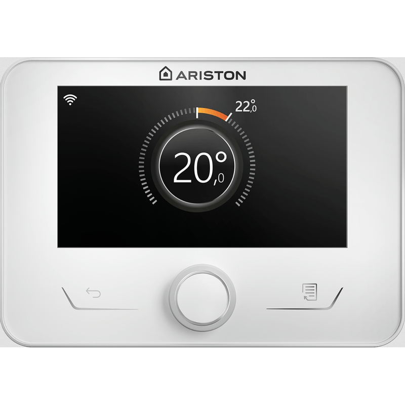 Pokojový regulátor/termostat e-BUS Ariston Sensys HD Net, modulační, barevný displej, CZ komunikace, časový program TOP a TV, vč. komunikační brány Wi-Fi (3319089) pro ovládání telefonem, bílá