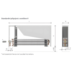 Konvektor nástěnný Isan Ecolite Cube 600 x 182 x 400 mm, 401 W, připojení vpravo, bílá