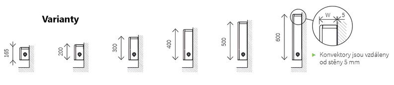 Konvektor nástěnný Isan Ecolite Round 600 x 122 x 1000 mm, 912 W, připojení vlevo, bílá