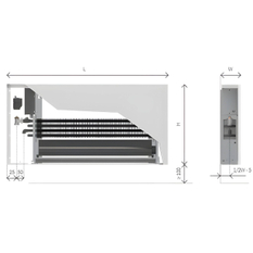 Konvektor nástěnný s ventilátorem Isan Ecolite Cube 500 x 122 x 700 mm, 1305 W, připojení vlevo, bílá