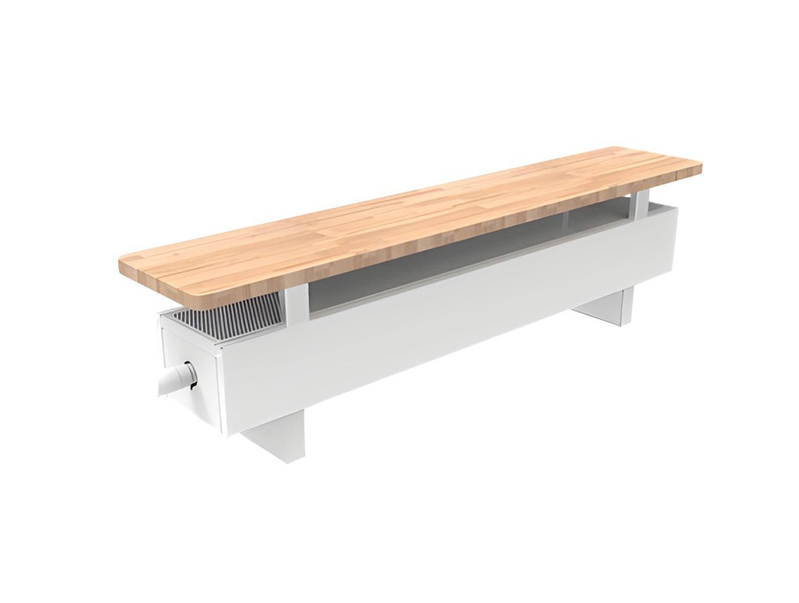 Konvektor samostojný s březovou deskou Isan Ecolite Cube 200 x 258 x 2800 mm, 4526 W, připojení vlevo, bílá/bříza