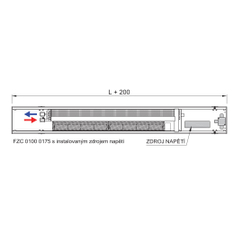 Konvektor podlahový s ventilátorem a s instalovaným zdrojem napětí pro topení a chlazení Isan Termo FZC 100 x 175 x 2200 mm, 4197 W, připojení vlevo, výměník ocelový, mřížka Natur příčná rolovací hliník
