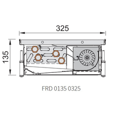 Konvektor podlahový s ventilátorem pro topení a chlazení Isan Termo FRC 135 x 325 x 1100 mm, 1923 W, připojení vlevo, výměník ocelový, mřížka Natur příčná rolovací hliník