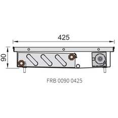 Konvektor podlahový do mokrého prostředí s ventilátoremí Isan Termo FRB 90 x 425 x 4600 mm, 11517 W, připojení vlevo, výměník nerezový, mřížka Natur příčná rolovací hliník