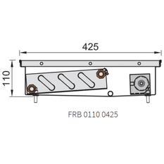 Konvektor podlahový do mokrého prostředí s ventilátoremí Isan Termo FRB 110 x 425 x 4000 mm, 12208 W, připojení vlevo, výměník nerezový, mřížka Natur příčná rolovací hliník