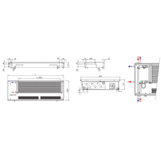 Konvektor podlahový do mokrého prostředí s ventilátoremí Isan Termo FRB 110 x 425 x 4500 mm, 14080 W, připojení vlevo, výměník nerezový, mřížka Natur příčná rolovací hliník