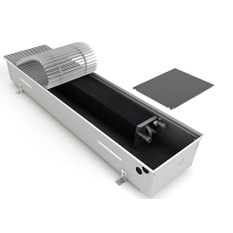 Konvektor podlahový s přirozenou konvekcí Isan Termo FRK 90 x 350 x 3800 mm, 1458 W, připojení vpravo, výměník ocelový, mřížka Natur příčná rolovací hliník