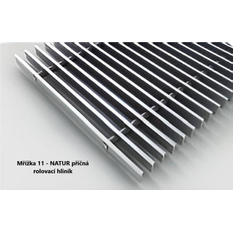 Konvektor podlahový s přirozenou konvekcí Isan Termo FRK 110 x 350 x 1600 mm, 625 W, připojení vpravo, výměník ocelový, mřížka Natur příčná rolovací hliník