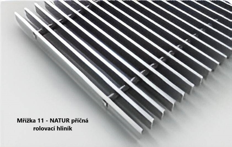 Konvektor podlahový s přirozenou konvekcí Isan Termo FRK 125 x 350 x 1800 mm, 990 W, připojení vpravo, výměník ocelový, mřížka Natur příčná rolovací hliník