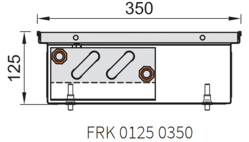 Konvektor podlahový s přirozenou konvekcí Isan Termo FRK 125 x 350 x 1800 mm, 990 W, připojení vpravo, výměník ocelový, mřížka Natur příčná rolovací hliník