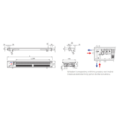 Konvektor podlahový s ventilátorem Isan Termo FRT 65 x 175 x 2800 mm, 1717 W, připojení vpravo, výměník ocelový, mřížka Natur příčná nízká nerolovací hliník
