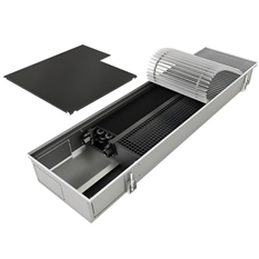 Konvektor podlahový s ventilátorem pro topení a chlazení Isan Termo FRC 135 x 325 x 1100 mm, 1923 W, připojení vpravo, výměník ocelový, mřížka Natur příčná rolovací hliník