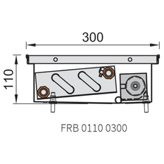 Konvektor podlahový do mokrého prostředí s ventilátoremí Isan Termo FRB 110 x 300 x 2800 mm, 7022 W, připojení vpravo, výměník nerezový, mřížka Natur příčná rolovací hliník