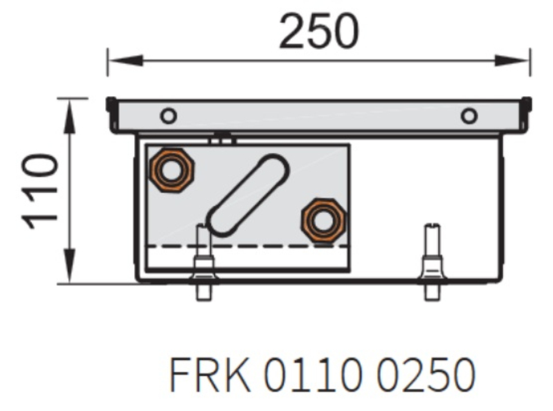 Konvektor podlahový s přirozenou konvekcí Isan Termo FRK 110 x 250 x 3500 mm, 1325 W, připojení vpravo, výměník ocelový, mřížka Natur příčná rolovací hliník
