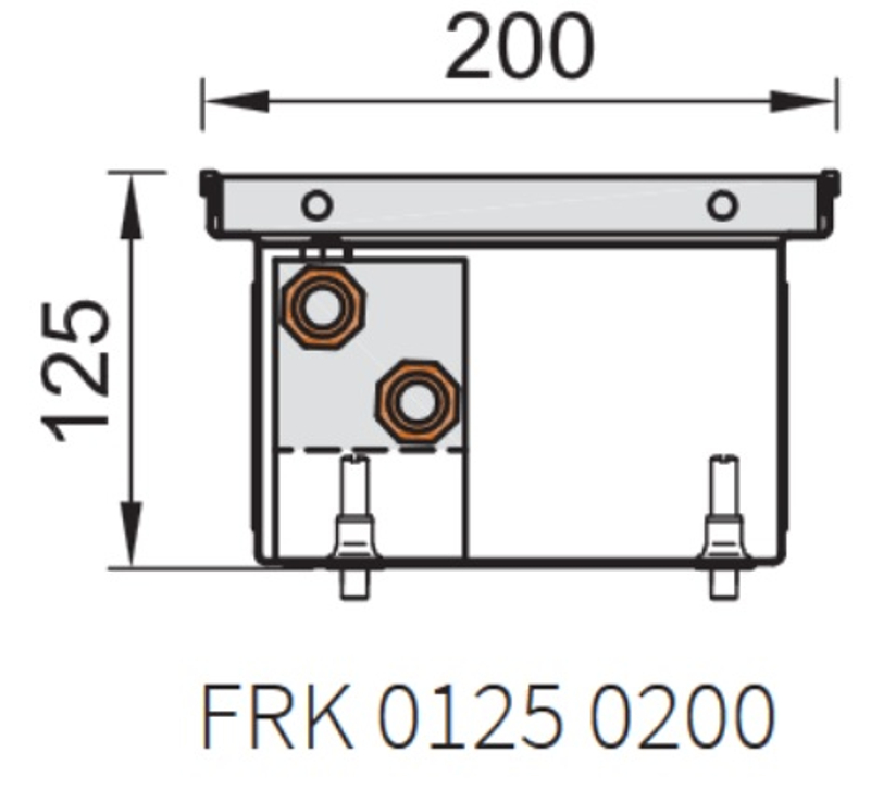 Konvektor podlahový s přirozenou konvekcí Isan Termo FRK 125 x 200 x 2600 mm, 640 W, připojení vpravo, výměník ocelový, mřížka Natur příčná rolovací hliník