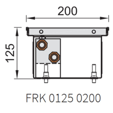 Konvektor podlahový s přirozenou konvekcí Isan Termo FRK 125 x 200 x 2600 mm, 640 W, připojení vpravo, výměník ocelový, mřížka Natur příčná rolovací hliník