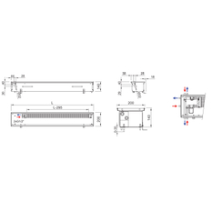 Konvektor podlahový s přirozenou konvekcí Isan Termo FRK 140 x 200 x 1000 mm, 203 W, připojení vpravo, výměník ocelový, mřížka Natur příčná rolovací hliník