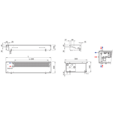 Konvektor podlahový s přirozenou konvekcí Isan Termo FRK 140 x 300 x 4500 mm, 2318 W, připojení vpravo, výměník ocelový, mřížka Natur příčná rolovací hliník
