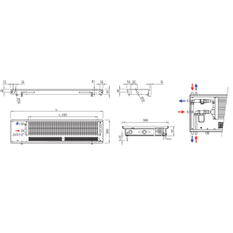 Konvektor podlahový s ventilátorem Isan Termo FRT 65 x 300 x 3800 mm, 5896 W, připojení vpravo, výměník ocelový, mřížka Natur příčná nízká nerolovací hliník