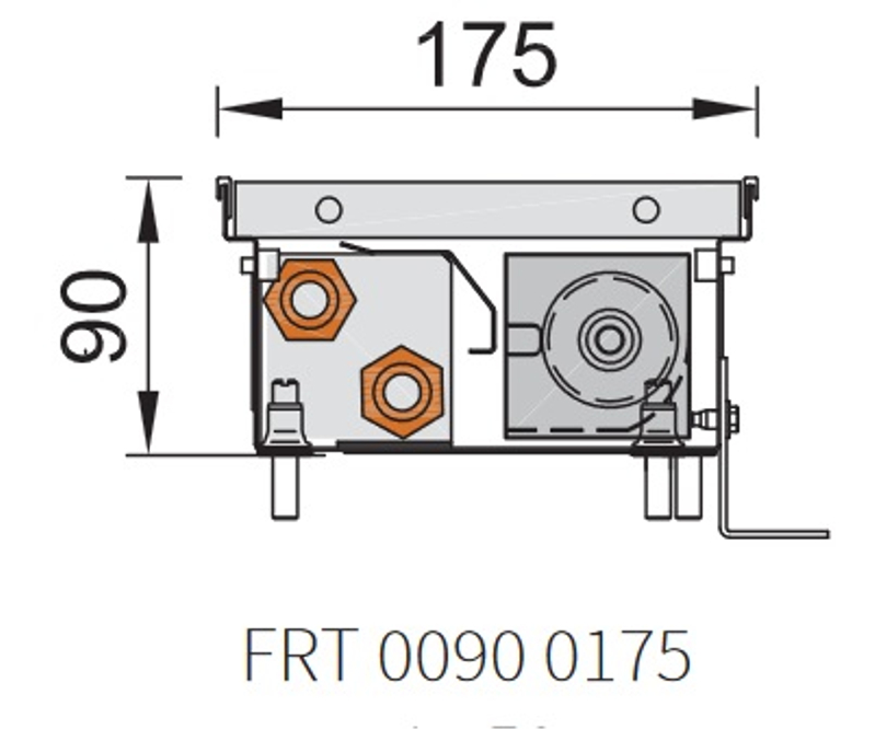 Konvektor podlahový s ventilátorem Isan Termo FRT 90 x 175 x 2600 mm, 3409 W, připojení vpravo, výměník ocelový, mřížka Natur příčná rolovací hliník