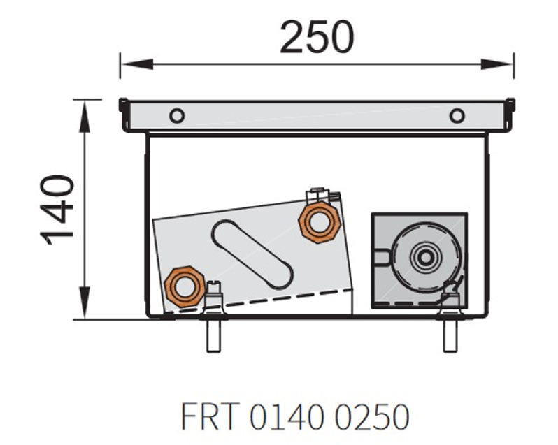 Konvektor podlahový s ventilátorem Isan Termo FRT 140 x 250 x 2100 mm, 5193 W, připojení vpravo, výměník ocelový, mřížka Natur příčná rolovací hliník