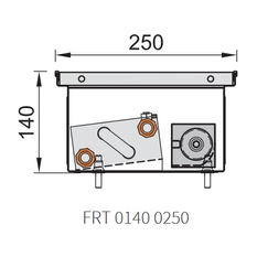 Konvektor podlahový s ventilátorem Isan Termo FRT 140 x 250 x 2100 mm, 5193 W, připojení vpravo, výměník ocelový, mřížka Natur příčná rolovací hliník