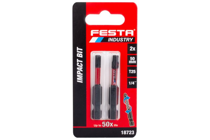Torzní bit Festa Industry T25 50mm S2 1/4˝ 2ks
