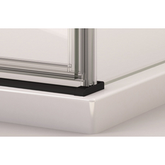 Jednokřídlé dveře Plano Geneve Black GE 13, s pevnou stěnou v rovině s vyrovnávacím profilem - montáž vlevo / 1 strana rohového vstupu 900 x 2000 mm, černá matná/sklo čiré