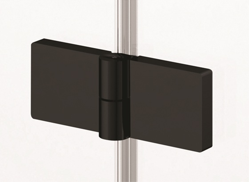 Jednokřídlé dveře Plano Geneve Black GE 13, s pevnou stěnou v rovině s vyrovnávacím profilem - montáž vlevo / 1 strana rohového vstupu 1000 x 2000 mm, černá matná/sklo čiré