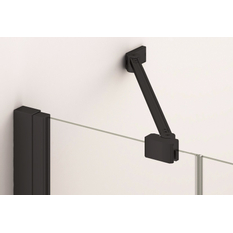 Jednokřídlé dveře Plano Geneve Black GE 13, s pevnou stěnou v rovině s vyrovnávacím profilem - montáž vlevo / 1 strana rohového vstupu 1200 x 2000 mm, černá matná/sklo čiré