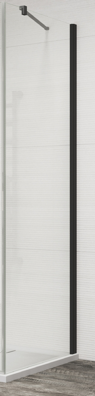 Boční stěna Plano Geneve Black pro dveře s vyrovnávacím profilem, 900 x 2000 mm, černá matná/sklo čiré